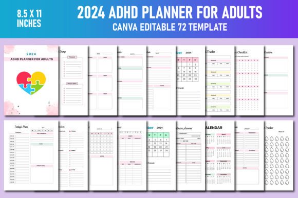 2024 ADHD Planner for Adults Canva KDP: A Comprehensive Tool for Organized Living