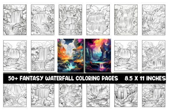 50 Amazing Waterfalls Coloring Pages: A Creative Resource for Adults