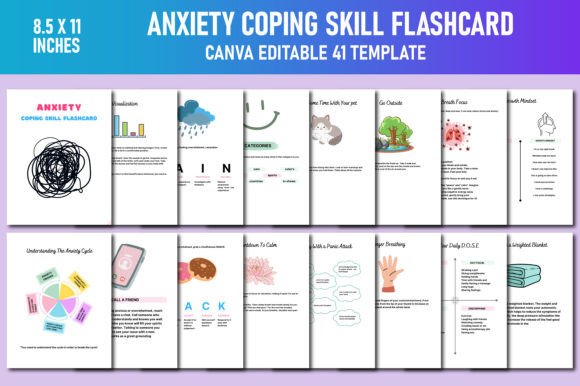 Anxiety Coping Skill Flashcard Canva KDP