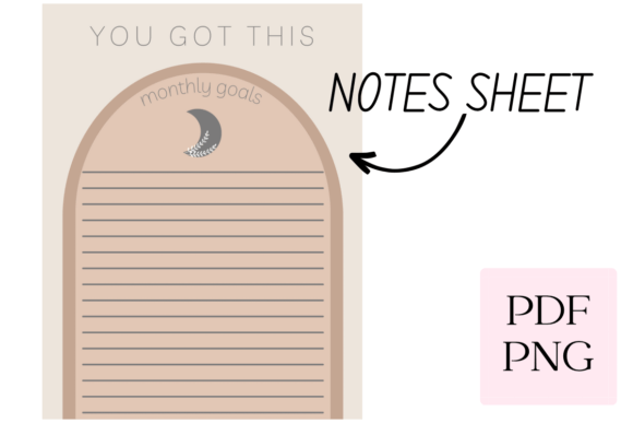 Boho Notes Sheet PDF and PNG