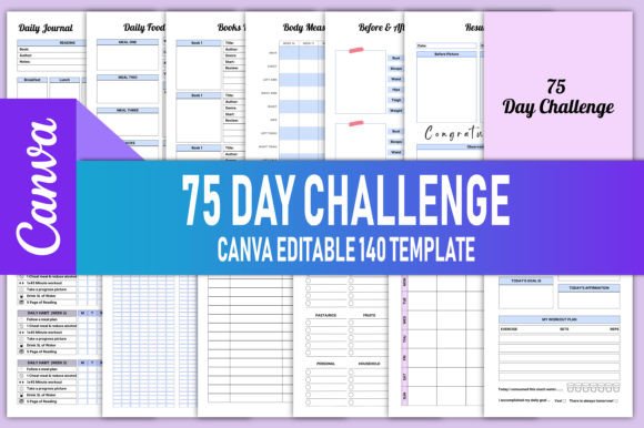Editable 75 Day Challenge Canva KDP for Structured Personal Development