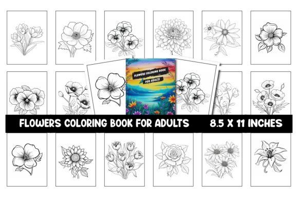 Flowers Coloring Book for Adults KDP