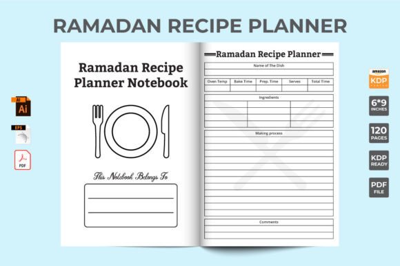 Ramadan Recipe Notebook Template Vector