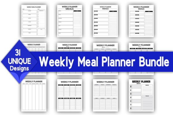Weekly Meal Planner Log Book Bundle